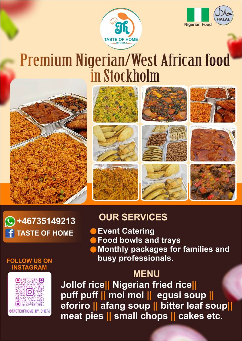 TASTE OF HOME — Caterer — Nigerian cuisine sample 5, Stockholm